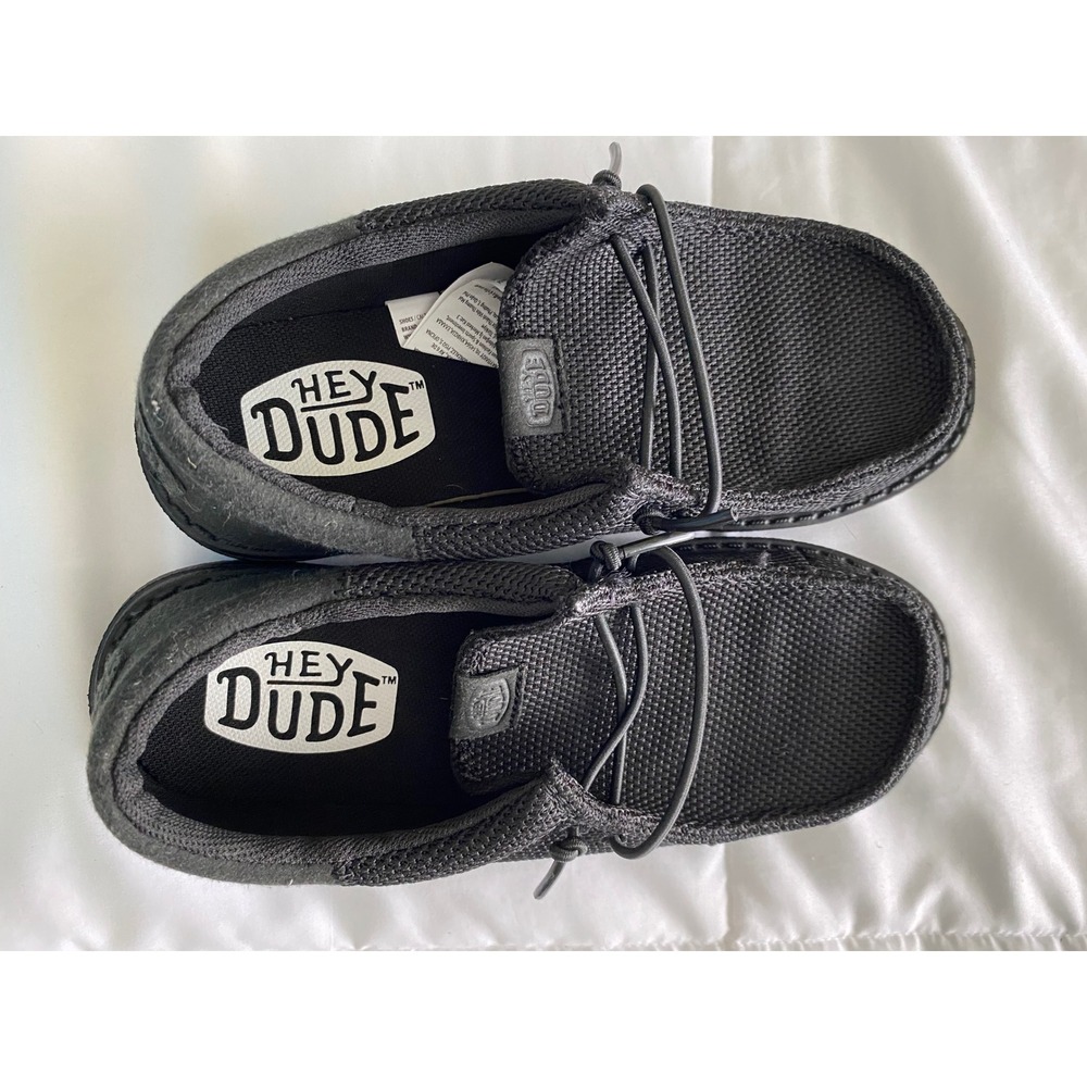 Hey Dude Wally Youth Funk Mono Black Slip On Shoes Loafers Kids US Size J2 2